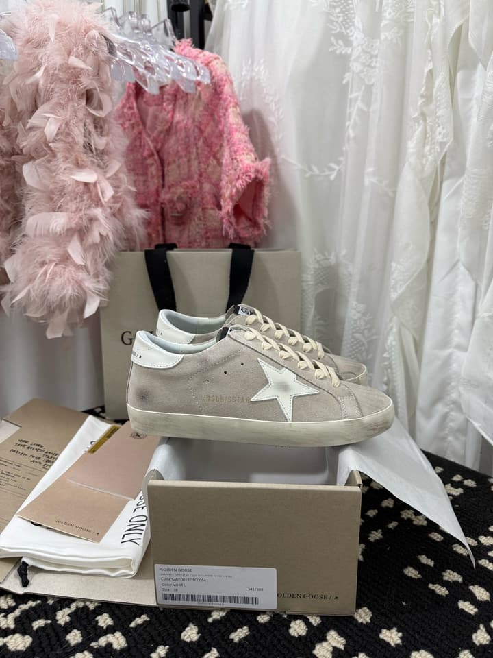 Golden Goose Super Star Rhinestone Leather Sneakers