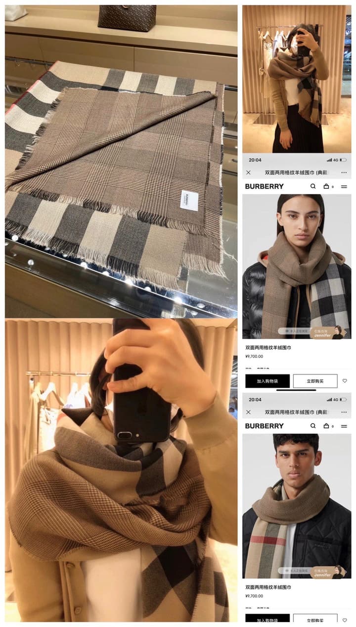 Burberry Reversible Plaid Cashmere Shawl