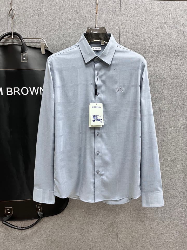Burberry Men's Casual Long Sleeve Shirt – Autumn/Winter Collection in Charcoal Black