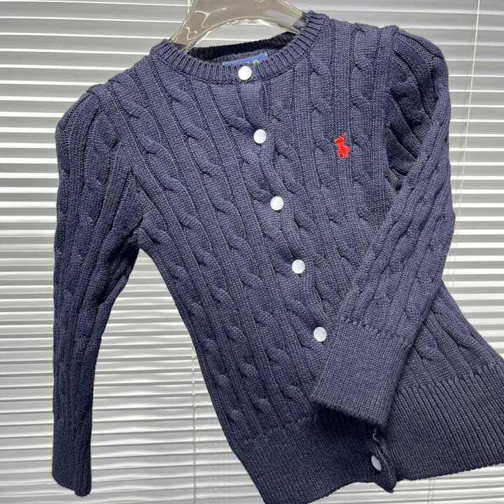 Ralph Lauren Cable Knit Cardigan – Kids Collection in Dark Navy Cable Knit