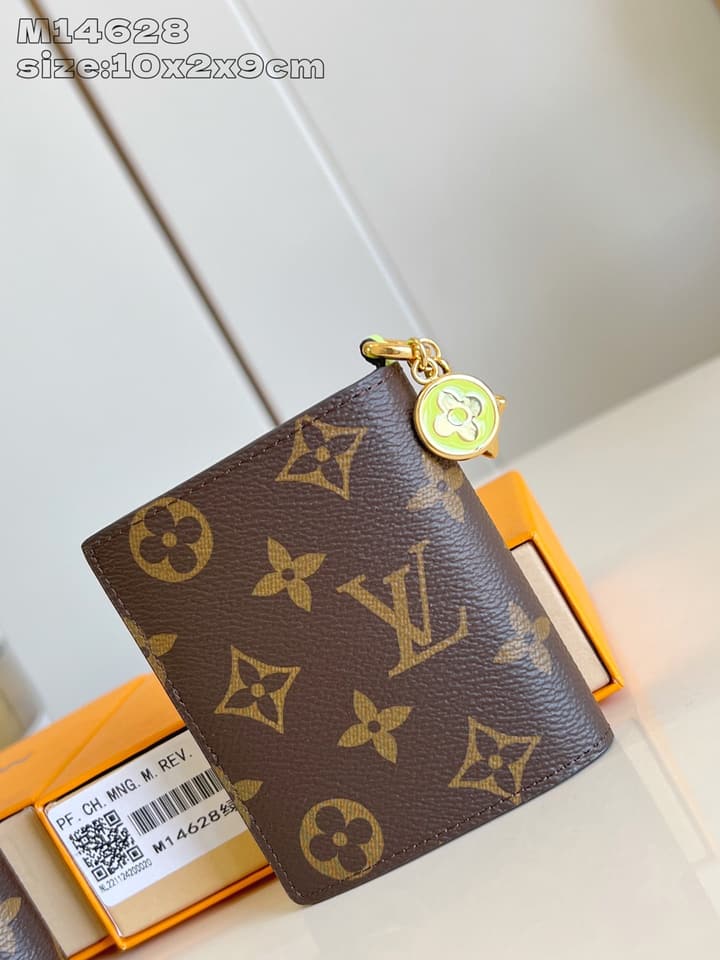 Louis Vuitton Charms Pocket Wallet in Monogram With Gold Disc Charm