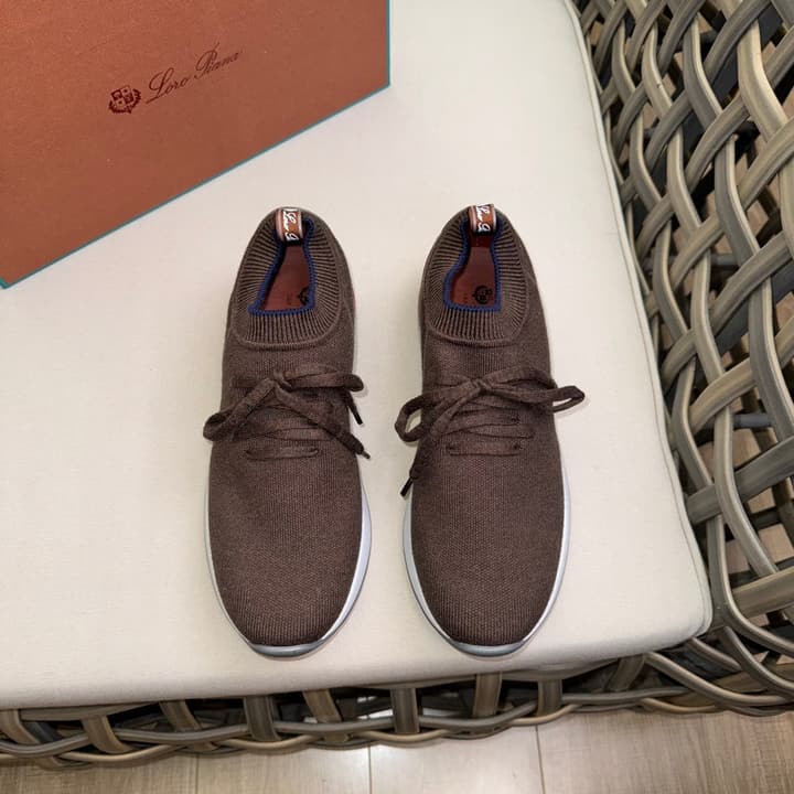 Loro Piana Flexy Walk Wool Knit Sneakers in Midnight Blue