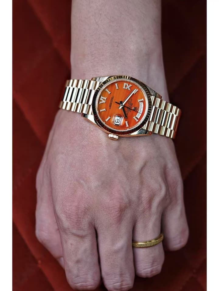 Rolex Day-Date 36 Yellow Gold Red Carnelian Watch
