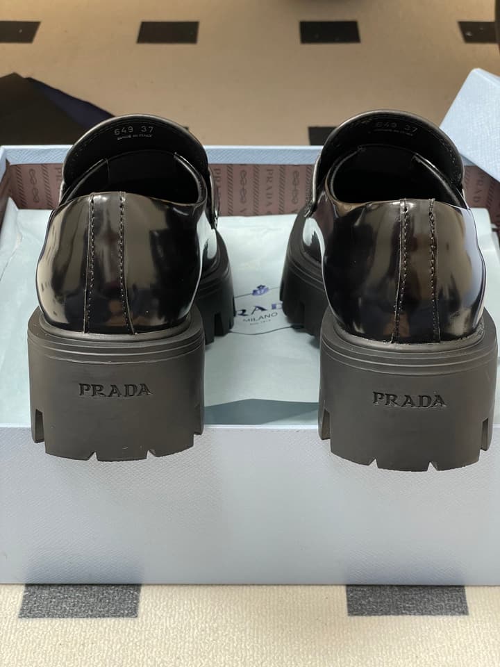 Prada Thick-Soled Platform Loafers – 25FW in Deep Gloss Black