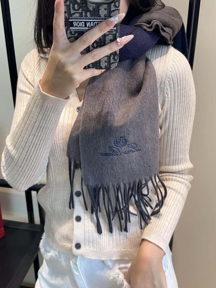 Loro Piana Plaid Wool Scarf in Beige/dusty Blue
