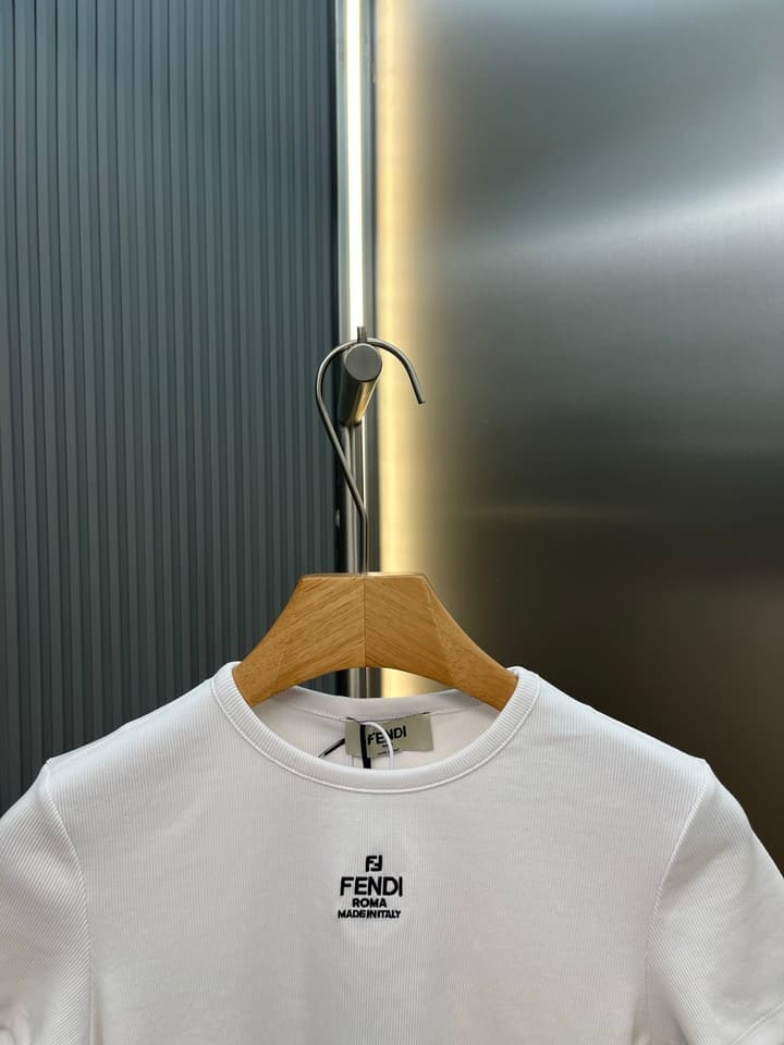 Fendi Roma Embroidered Knit T-Shirt in Black