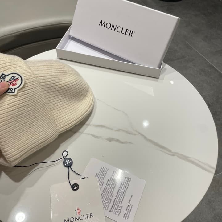 Moncler Knitted Beanie Hat in Classic Black