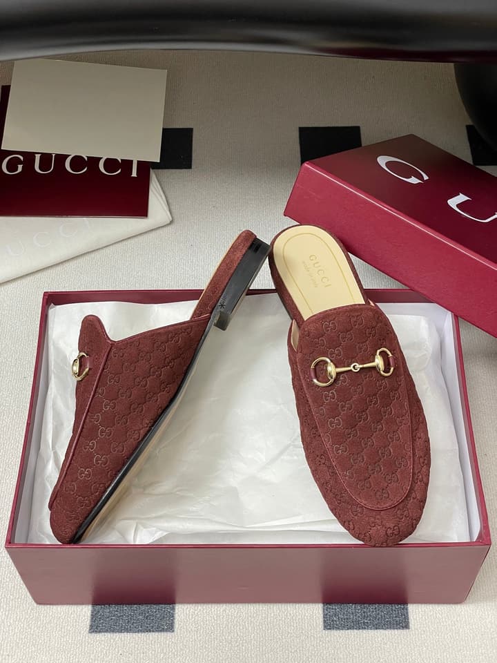 Gucci Princetown Double G Suede Mules – 2025 Fall Collection in Black Suede With Silver Hardware