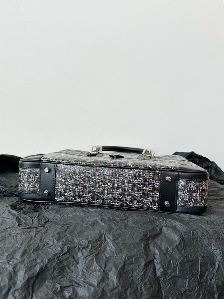 Goyard Men's Goyardine Briefcase in Black Goyardine