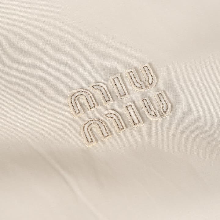 Miu Miu Logo Check Stand Collar Jacket – 25SS in Light Beige