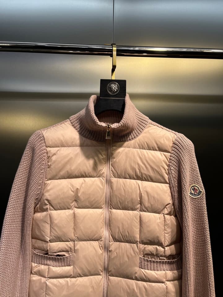 Moncler Lapel Patchwork Wool Down Jacket – 25FW in Black