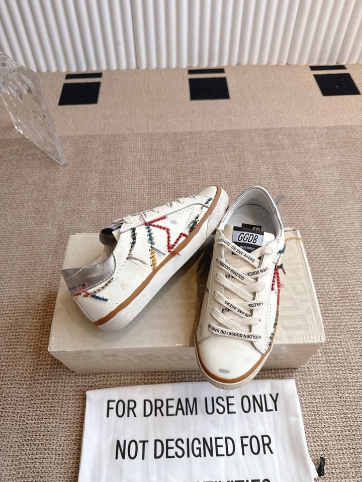 Golden Goose Distressed Leather Sneakers in Dark Green
