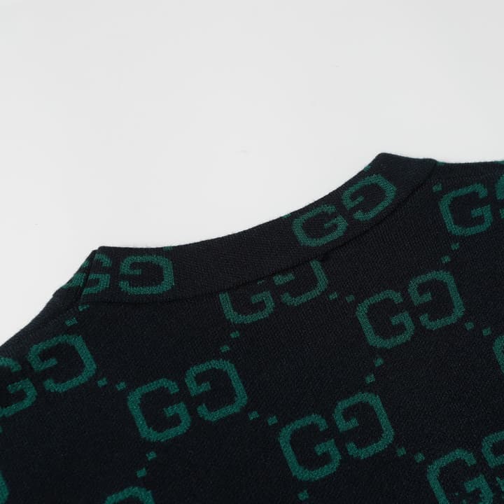 Gucci Logo Knit Crewneck Sweater in Green Gradient Logo Knit