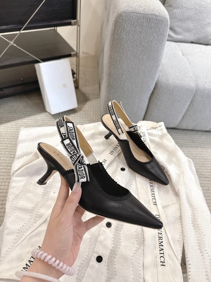 Dior J'Adior Patent Leather Kitten Heel Sandals in Classic Black Smooth Leather