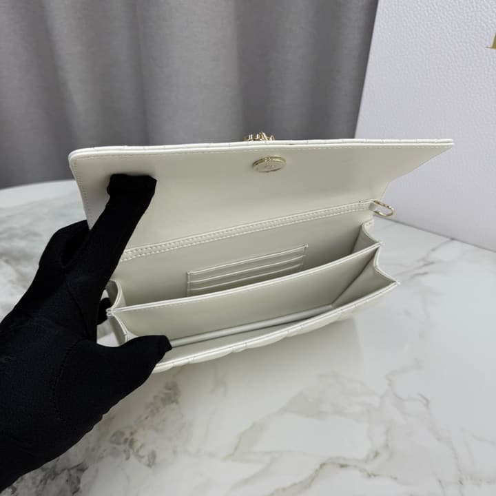 Dior Lady Dior Pearlescent Lambskin Pearl Clutch Bag in Light Nude Beige