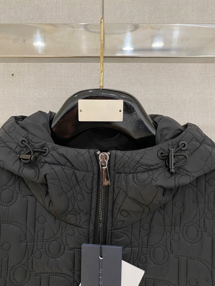 Dior Knit Patchwork Hooded Puffer Jacket – 2025SS in Black Knit Padded Jacket
