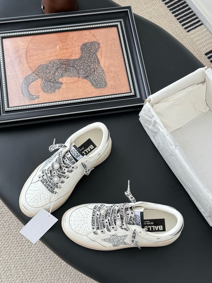 Golden Goose Graffiti Distressed Sneakers – 2024 Collection in White With Plain Laces