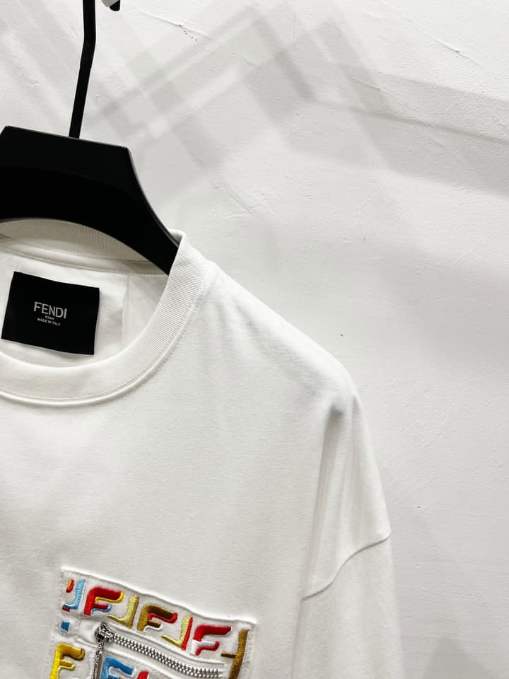 Fendi Embroidered Zipper Pocket T-Shirt – 2025SS in Black