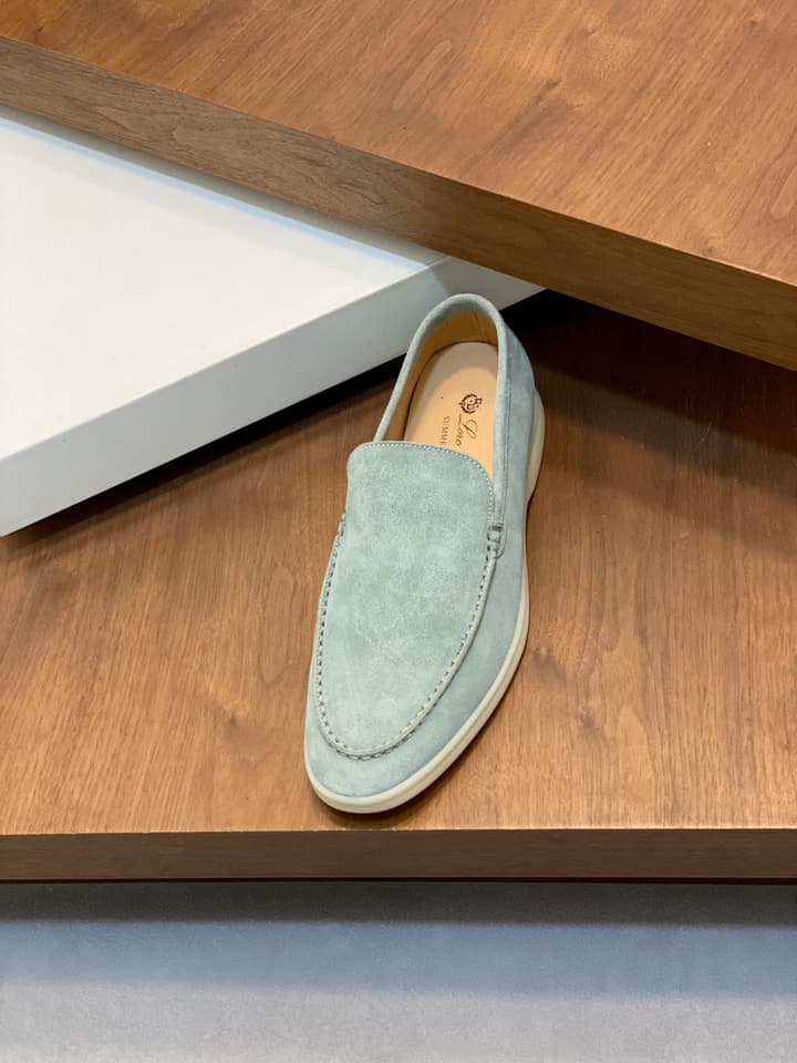 Loro Piana Unisex Suede Leather Loafers in Cream Suede