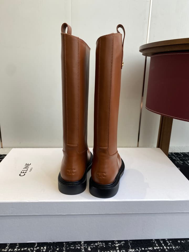 Celine Triomphe Equestrian Ankle Boots – 2025FW in Waxed Black Leather