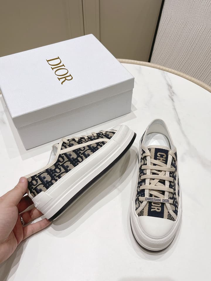 Dior Walk'n'Dior Oblique Embroidered Platform Sneakers in Dark Oblique