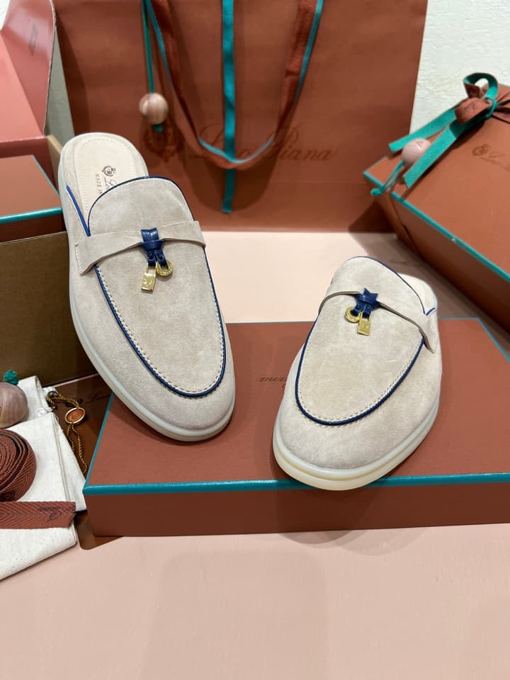 Loro Piana Women's Mules in Aqua Blue Suede