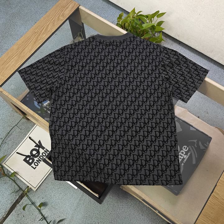 Dior Flocked Logo Print Unisex T-Shirt – 2026SS in Black