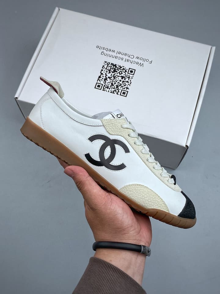 Chanel Panda German Training Sneakers – 2026 Spring/Summer Collection – 26P in Tan And White