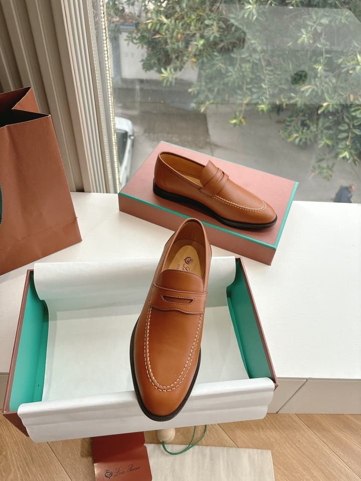 Loro Piana Classic Loafers in Burgundy Leather