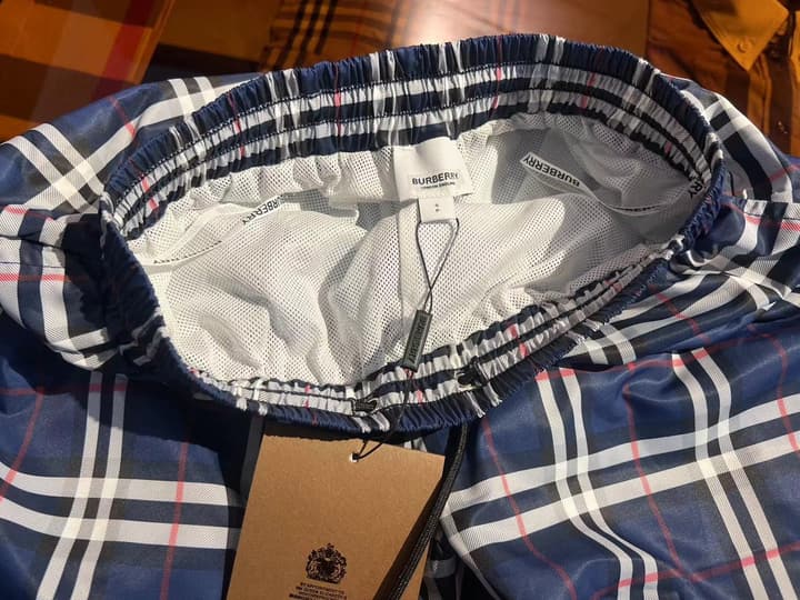 Burberry Vintage Check Swim Trunks in Beige