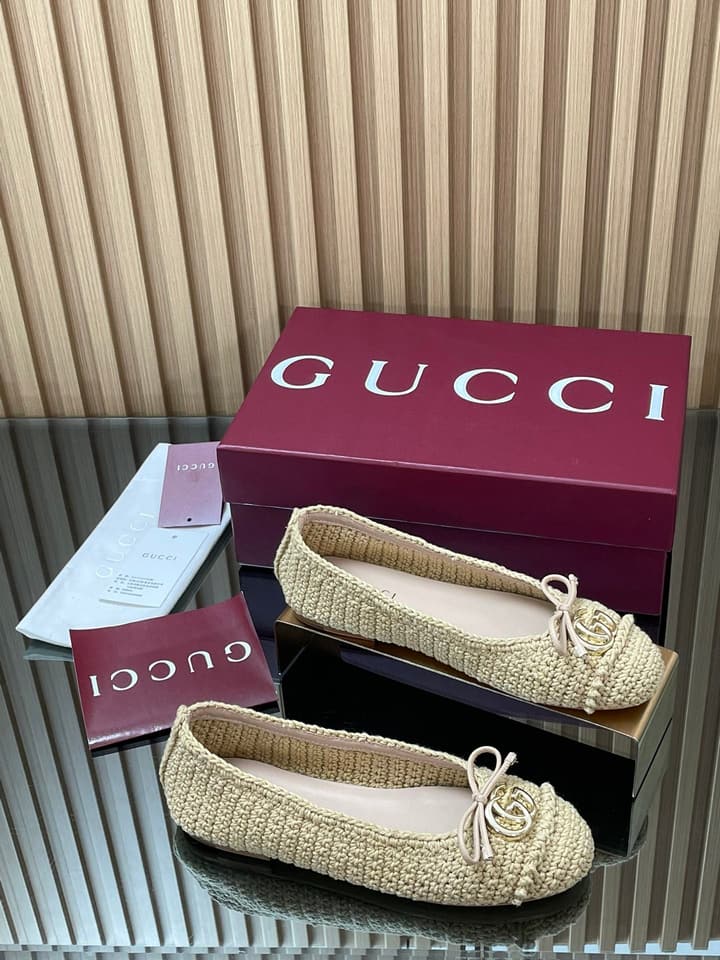 Gucci Woven Mesh Double G Ballet Flats – 2025 Early Autumn Collection