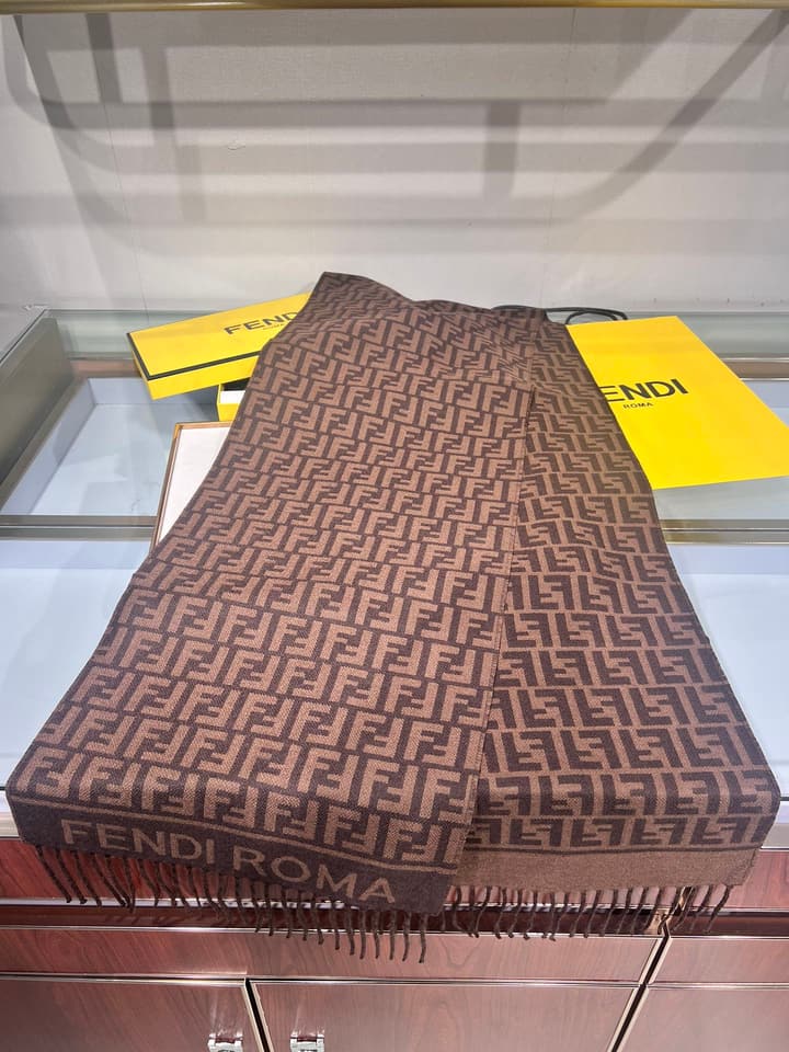Fendi FF Monogram Scarf in Dark Brown Ff Monogram