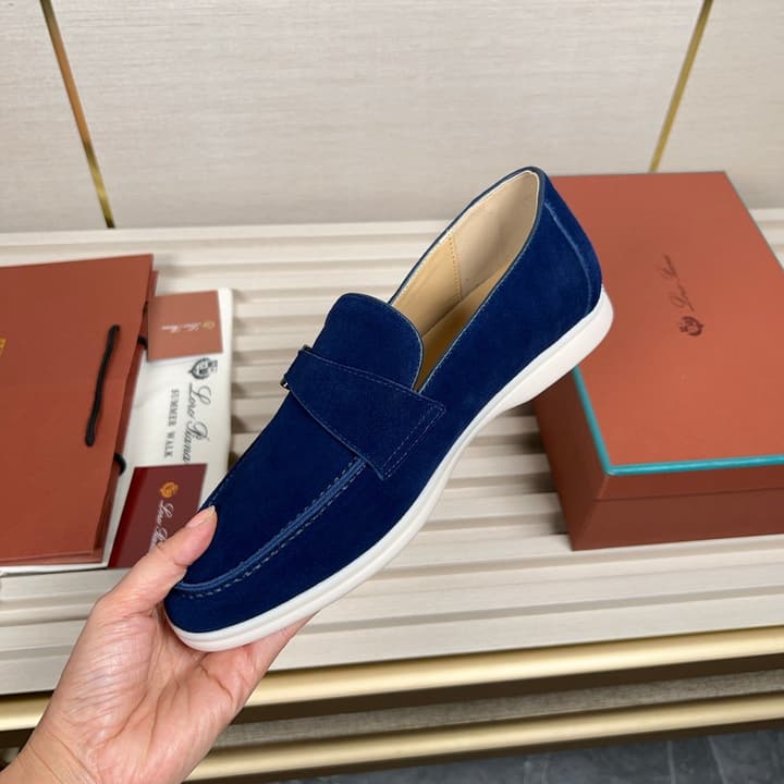 Loro Piana New Moccasin Shoes in Brown Suede