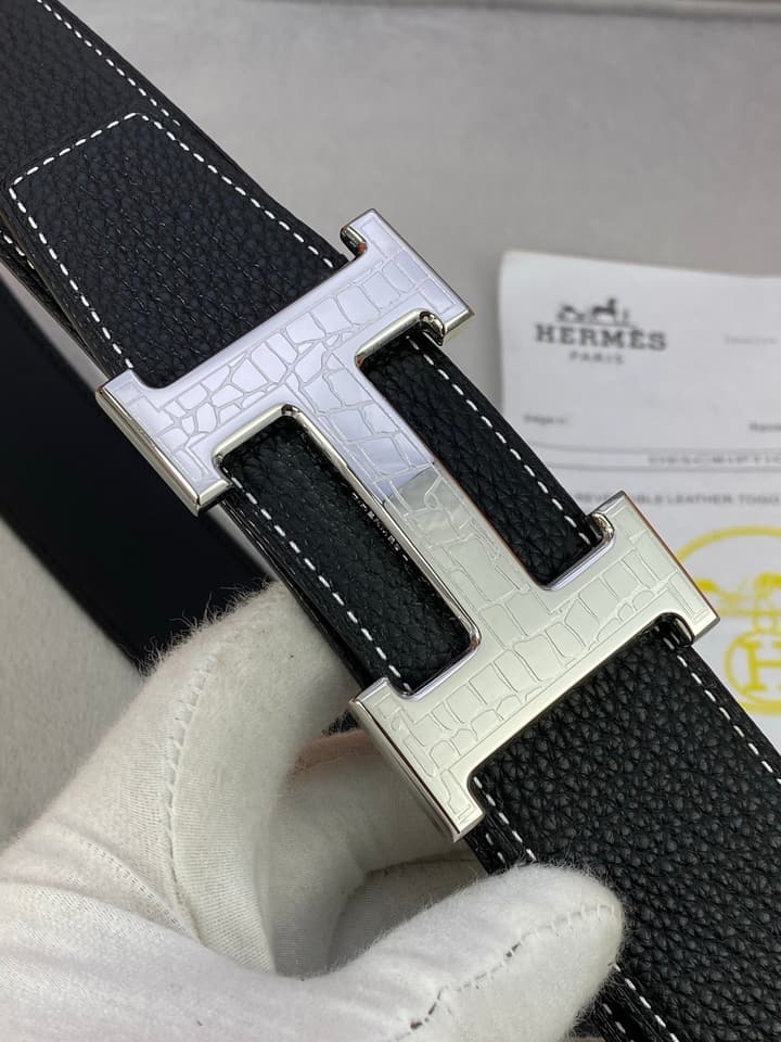 Hermès Crocodile Buckle Belt in Gold Hardware