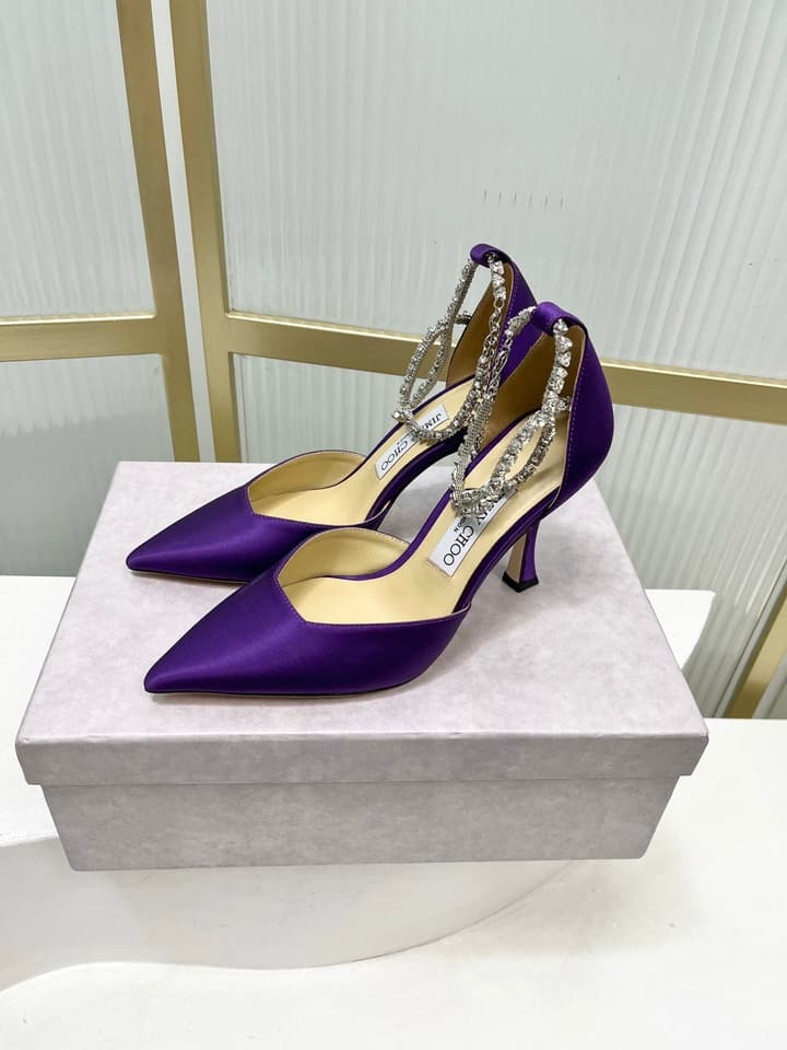 Jimmy Choo Stevie 100 Satin Bow Heels in Brown Satin