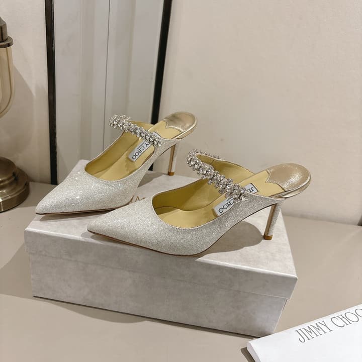Jimmy Choo Ice Silver Glitter Pointed-Toe Pumps in Ice Silver Glitter
