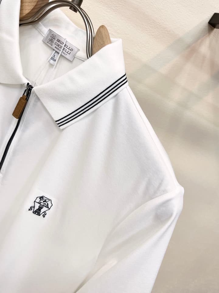 Brunello Cucinelli Embroidered Logo Polo Shirt – Spring/Summer Collection – 2026SS in Dark Brown