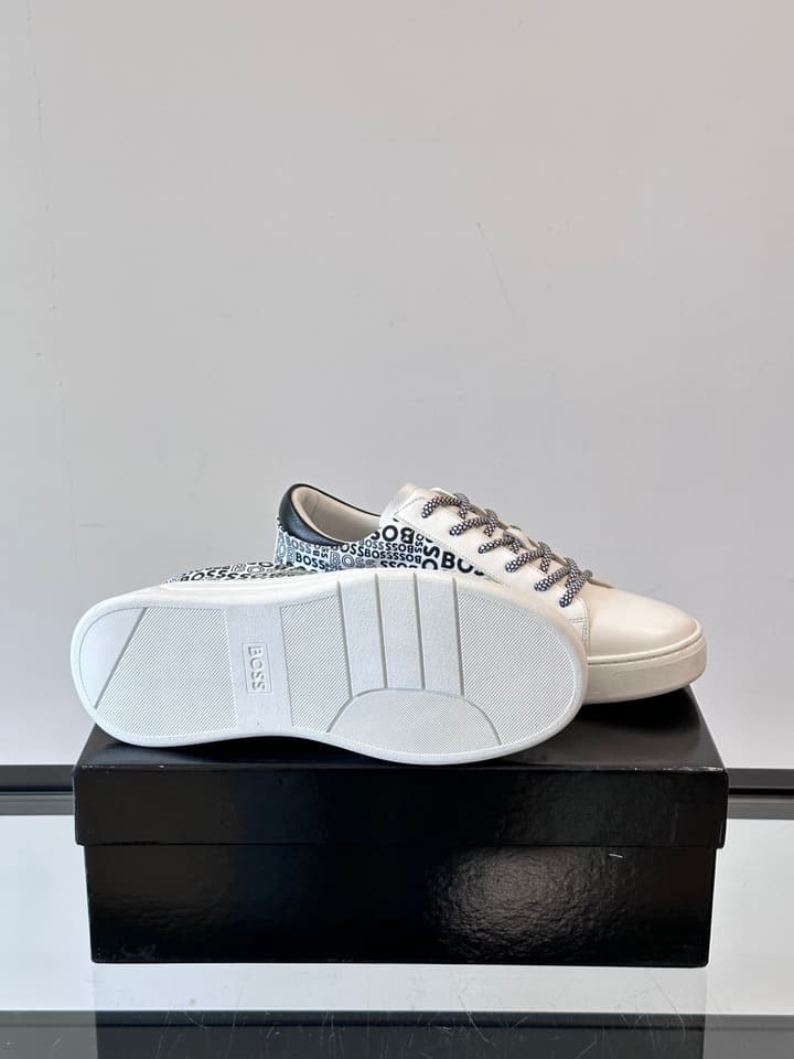 Boss Italian-Made Cupsole Sneakers in Black Patterned
