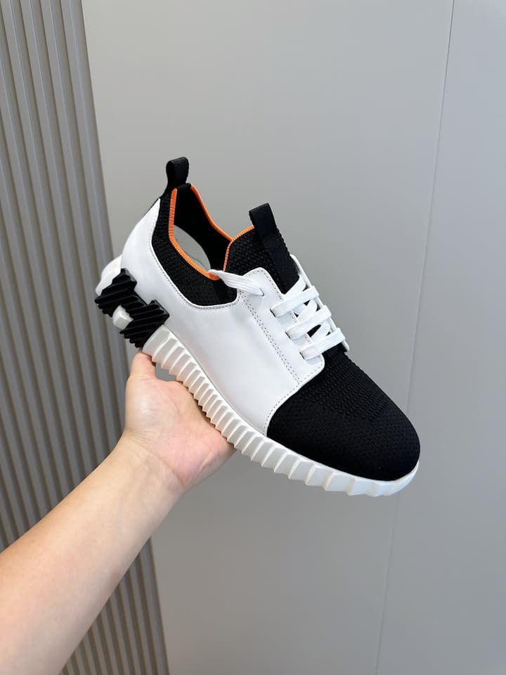 Hermès Bouncing Sneakers in Black And White Color Block