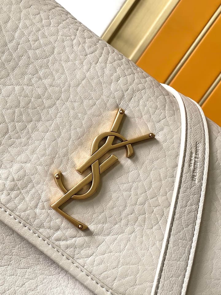 Saint Laurent Niki Medium Flap Bag in Cream Leather