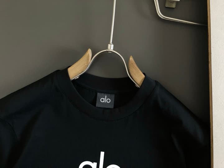 Alo Yoga Double-Yarn Cotton T-Shirt – 25SS Collection in Black