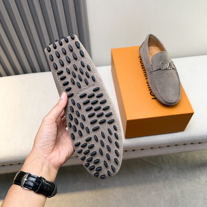 Louis Vuitton Pebbled Leather Driving Shoes in Black Smooth Leather