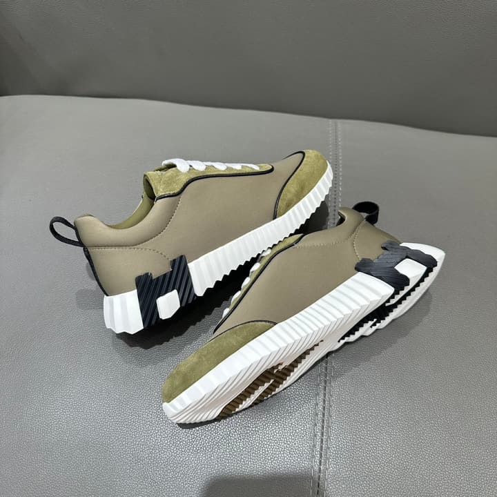 Hermès Bouncing Sneakers in Bright White With Orange H