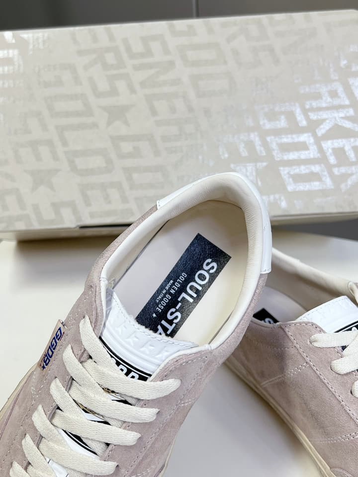 Golden Goose Distressed Leather Sneakers in Iridescent Pink