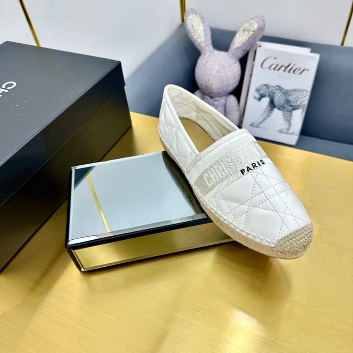 Dior Granville Embroidered Espadrille Flats in Beige/brown Oblique Pattern