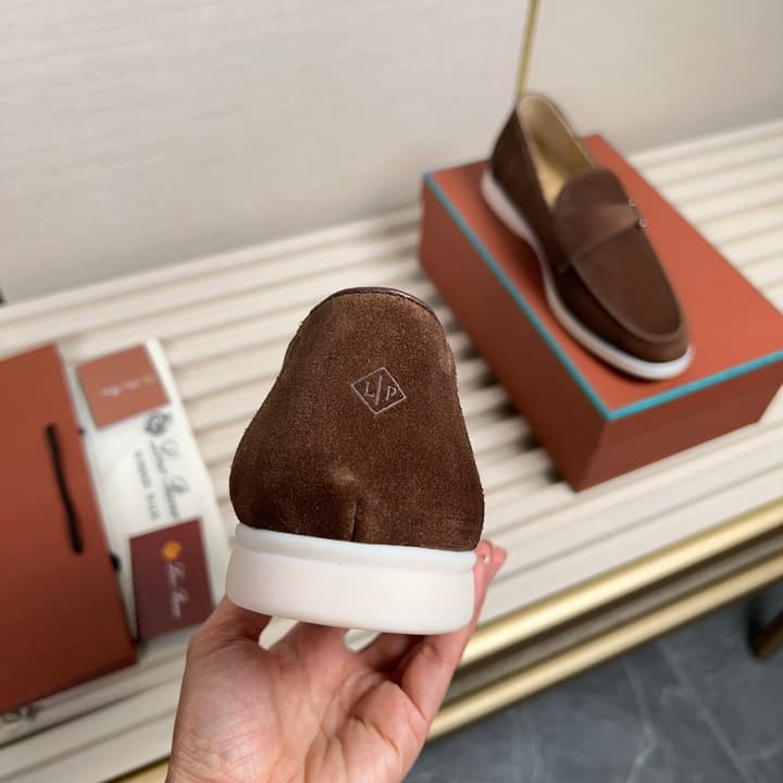 Loro Piana New Moccasin Shoes in Brown Suede