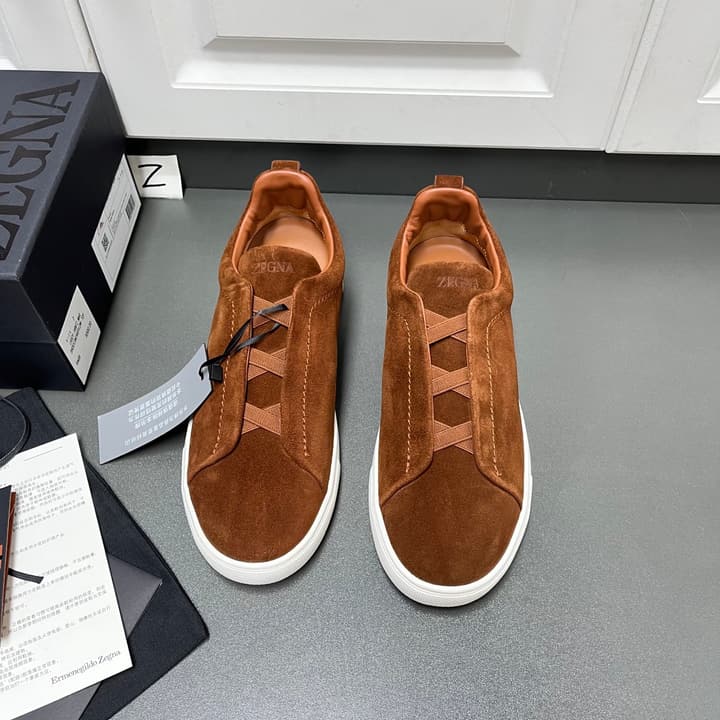 Zegna Triple Stitch Suede Low-Top Sneakers