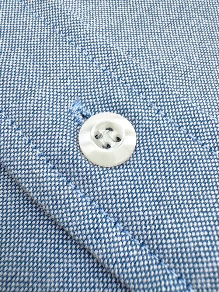 Ami Paris Heart Embroidered Boxy Oxford Shirt in Grey Blue