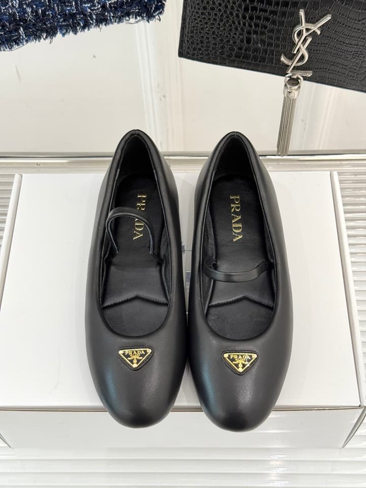 Prada Classic Mary Jane Flats in Cream