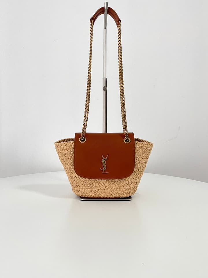 Saint Laurent Mini Manon Raffia Basket Handbag